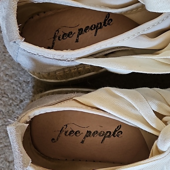 NWOB Free People Champmin Double Stack Creme Tie Sneakers/Espadrilles Sz 38 - Picture 5 of 7